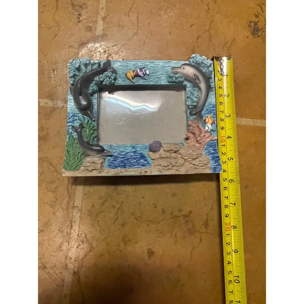 Vintage Dolphin Ocean Resin Picture Frame 3D Beach‎ Tropical Fish Nautical Decor